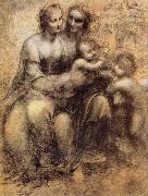 Leonardo  Da Vinci Virgin and Child with St Anne and St John the Baptist oil on canvas